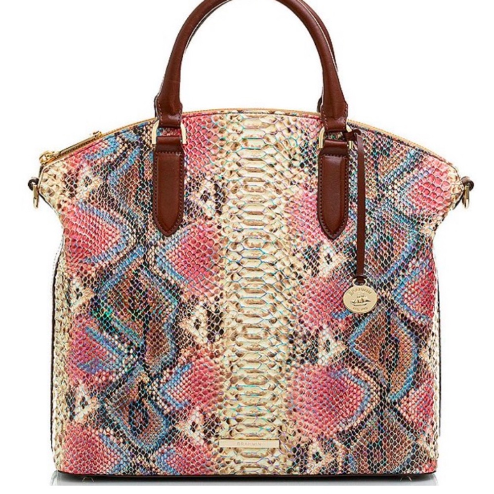 RETIRED ULTRA-RARE | Brahmin Large Duxbury Reina Embossed Leather Satchel-Ember